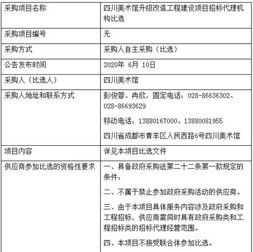 四川美术馆升级改造工程建设项目招标代理机构比选公告