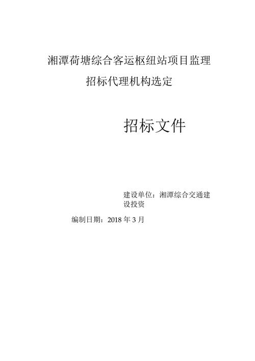 湘潭荷塘综合客运枢纽站项目监理招标代理机构选定招标文件
